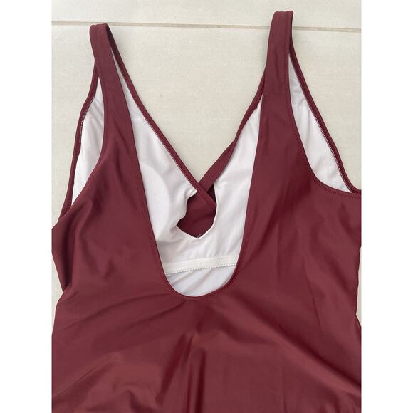 Cupshe Swim One Piece Swimsuit Wrap Swimwear Burgundy - Picture 5 of 8